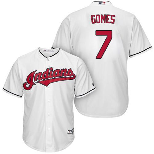 Indians #7 Yan Gomes White Home Stitched Youth MLB Jersey